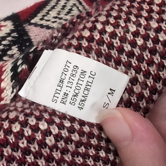 Debut Cream Red Black Aztec Open Front Waterfall Cardigan Size Small Medium - Picture 3 of 5